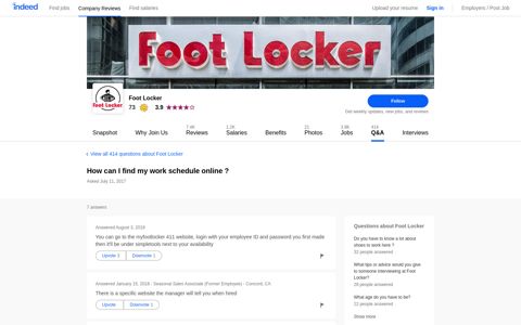 How can I find my work schedule online ? | Foot Locker - Indeed
