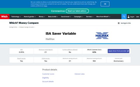 Halifax ISA Saver Variable - Which?