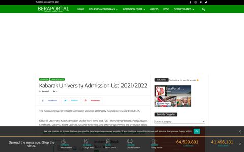 Kabarak University Admission List 2021/2022 - BeraPortal ...