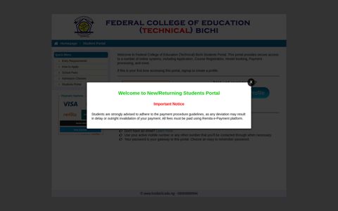 Students Portal | FCE(T) Bichi