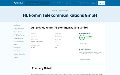 AS16097 HL komm Telekommunikations GmbH - IPinfo.io