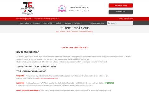 Student Email Setup – Howard College