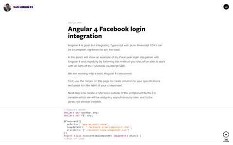 Angular 4 Facebook login integration - Sam Kirkiles - Svbtle