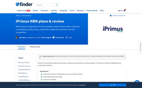 iPrimus NBN Plans Compared December 2020 | Finder