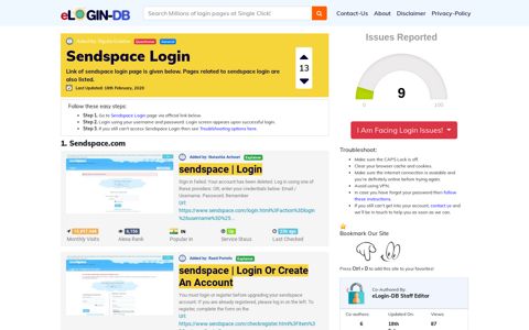 Sendspace Login - Find Login Page of Any Site within Seconds!