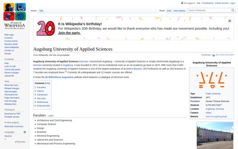 Augsburg University of Applied Sciences - Wikipedia