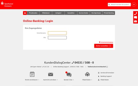 Login Online-Banking - Sparkasse Holstein