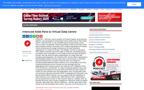 Interoute Adds Paris to Virtual Data Centre | Light Reading