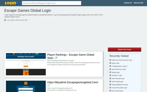 Escape Games Global Login - Loginii.com