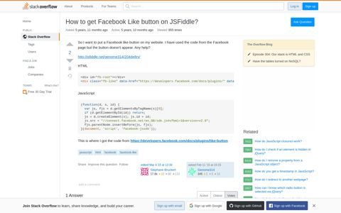 How to get Facebook Like button on JSFiddle? - Stack Overflow