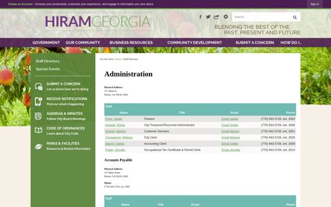Administration - Hiram, GA - Official Website