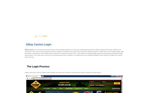 GDay Casino Login | casinologin