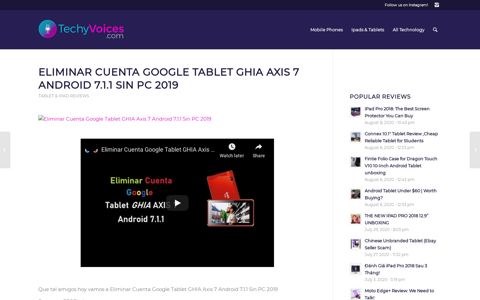 Eliminar Cuenta Google Tablet GHIA Axis 7 Android 7.1.1 Sin ...