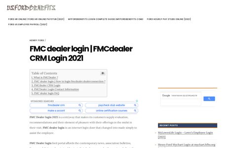 FMC dealer login | FMCdealer CRM Login - Myfordbenefits