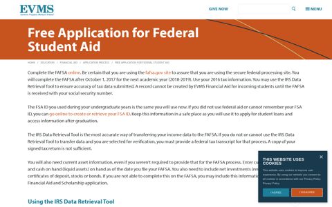 Free Application for Federal Student Aid - Eastern Virginia ...