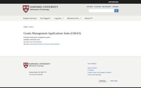 Grants Management Applications Suite (GMAS) | Harvard ...