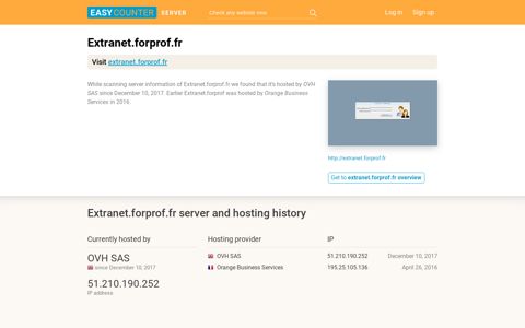 Extranet.forprof.fr server and hosting history - Easy Counter