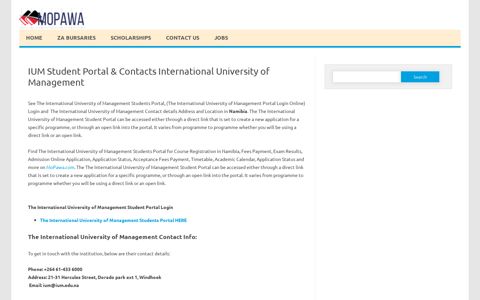 IUM Student Portal & Contacts International University of ...