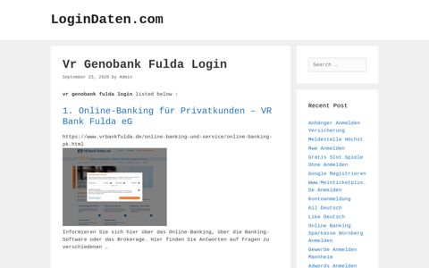 Vr Genobank Fulda - Online-Banking Für Privatkunden - Vr Bank ...