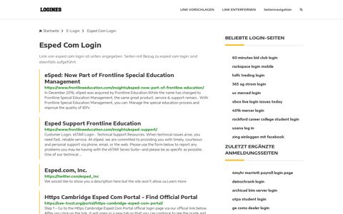 Esped Com Login | Allgemeine Informationen zur Anmeldung