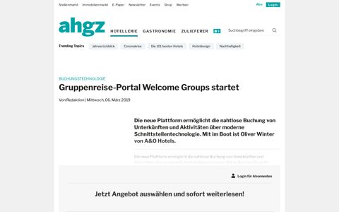 Buchungstechnologie: Gruppenreise-Portal Welcome Groups ...