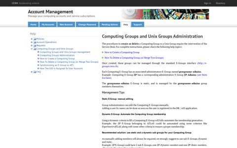 Computing Groups Administration - Account Management