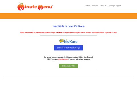 WebKids Login – Minute Menu - KidKare