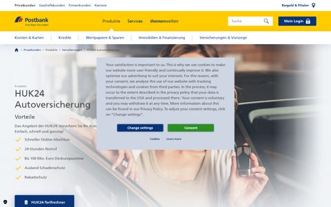 HUK24 Autoversicherung | Postbank