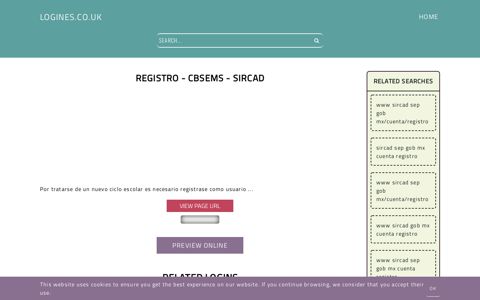 Registro - CBSEMS - SIRCAD - General Information about Login