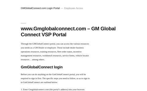 GMGlobalConnect.com Login Portal – Employees Access