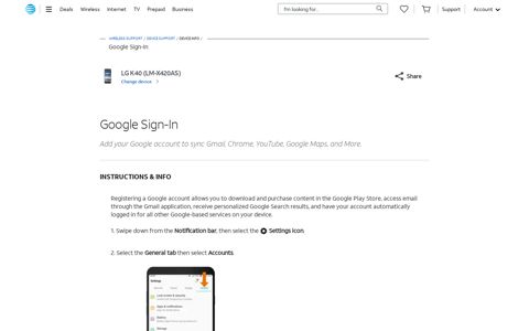 LG K40 (LM-X420AS) - Google Sign-In - AT&T