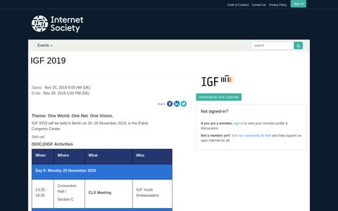 IGF 2019 - Internet Society Connect Platform - ISOC Connect