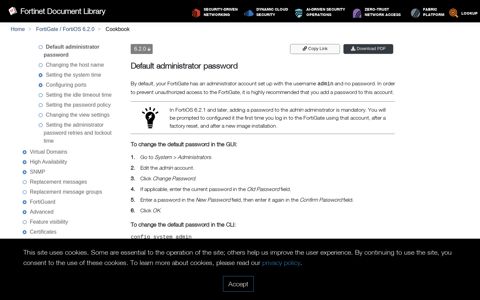 Default administrator password - Cookbook | FortiGate ...