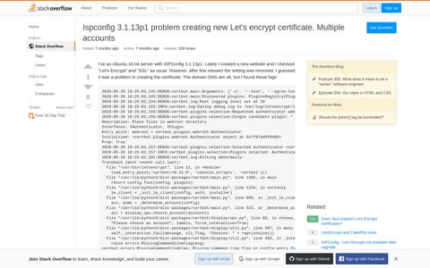 Ispconfig 3.1.13p1 problem creating new Let's encrypt ...