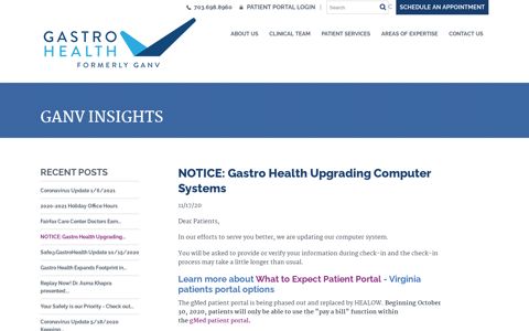 NOTICE: Gastro Health Upgrading Computer Systems | GANV