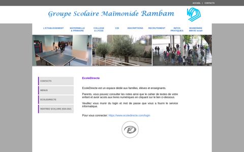 EcoleDirecte - Groupe Scolaire Maïmonide Rambam