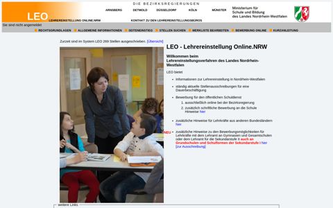 LEO - Lehrereinstellung Online.NRW - Schulministerium NRW