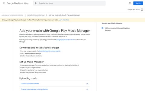 Add your music with Google Play Music Manager