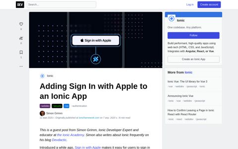 Adding Sign In with Apple to an Ionic App - DEV
