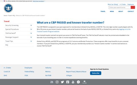 What are a CBP PASSID and known traveler number? - TSA