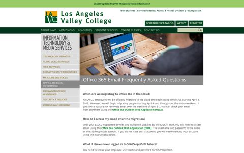 Office 365 FAQs: Los Angeles Valley College