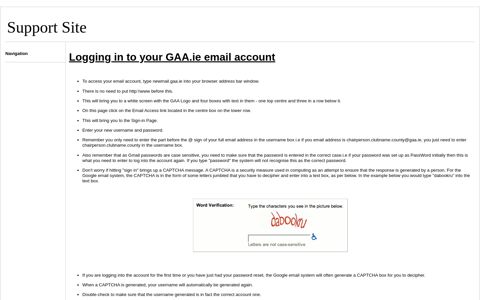 Logging in to the Gaa Email System Procedure - Support Site