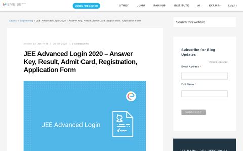 JEE Advanced Login 2020 - Answer Key, Result, Admit Card ...