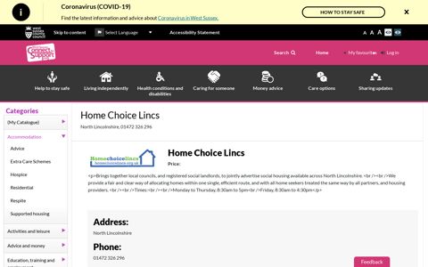 Home Choice Lincs - West Sussex Connect to Support