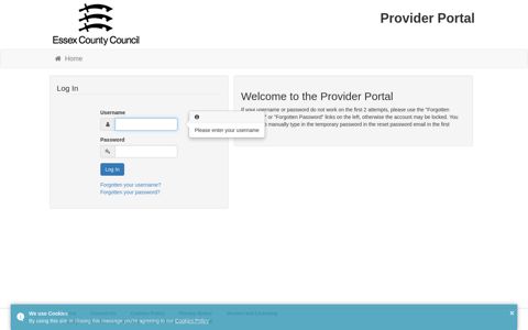 Provider Portal - Log In - Essex Education Portal