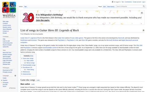 List of songs in Guitar Hero III: Legends of Rock - Wikipedia