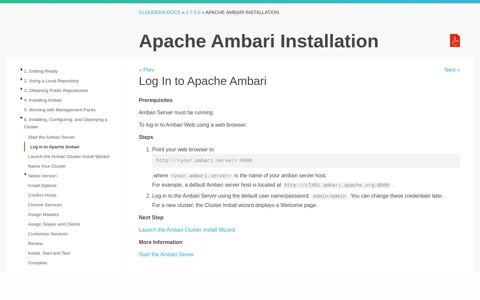 Log In to Apache Ambari - Hortonworks Data Platform