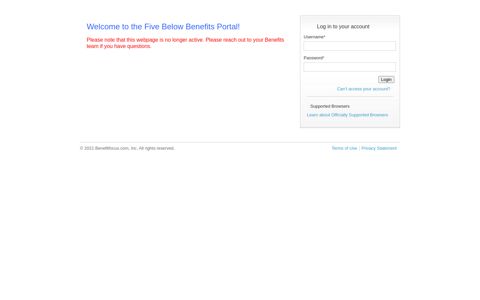 the Five Below Benefits Portal!