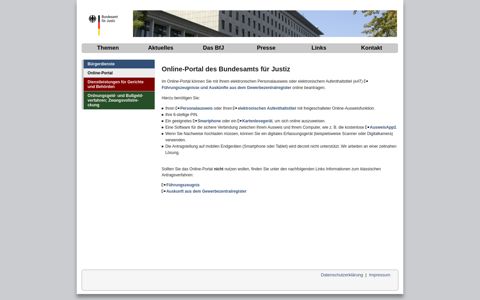 Online-Portal des Bundesamts für Justiz