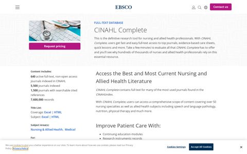 CINAHL Complete | Full-Text Nursing Journals | EBSCO ...